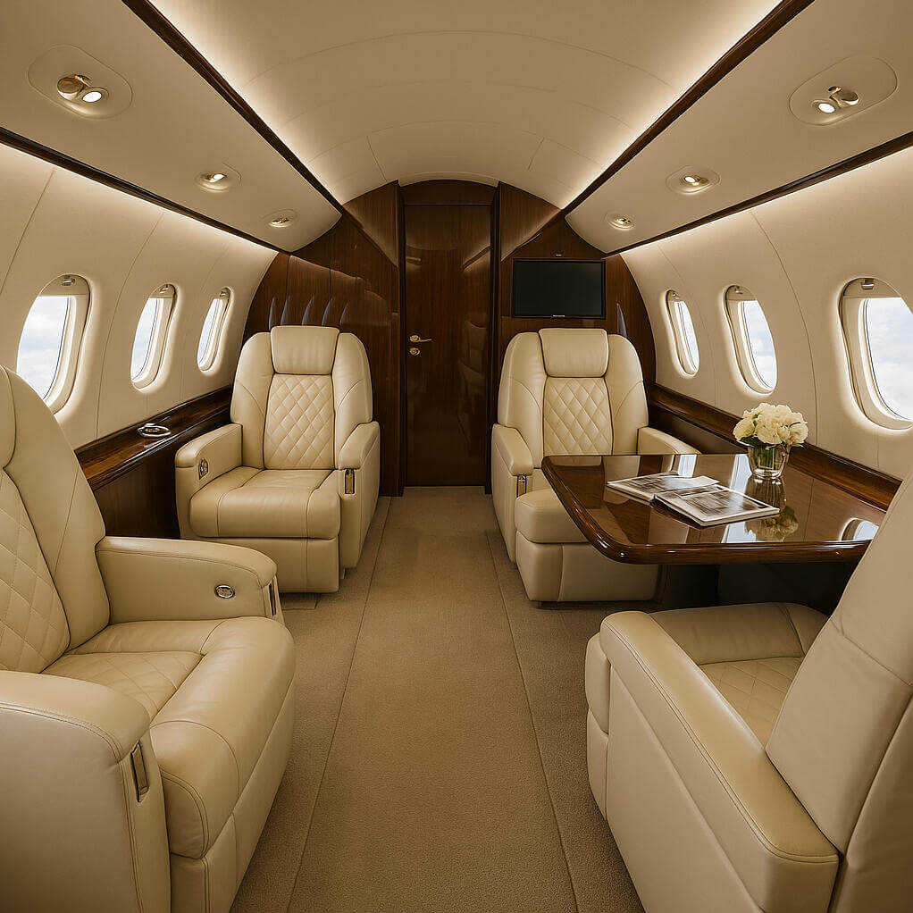 Premium private jet interior